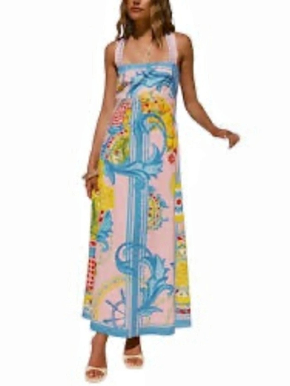 Floral Maxi Dress in Pink & Blue Like New
